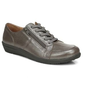 VIONIC Abigail Lace Up Zip •Women 10• Pewter Metallic Walking Shoes NEW! $129